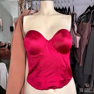 Victoria's Secret Satin Strapless Bustier - Red